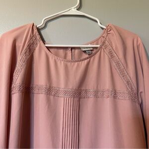a new day blush pink Blouse with‎ Ruffle Bell Sleeves and ruffles waist